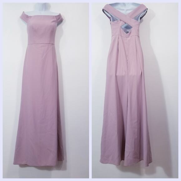 Dessy Collection Suede Rose Bridesmaid Dress Maxi Gown - Picture 2 of 14